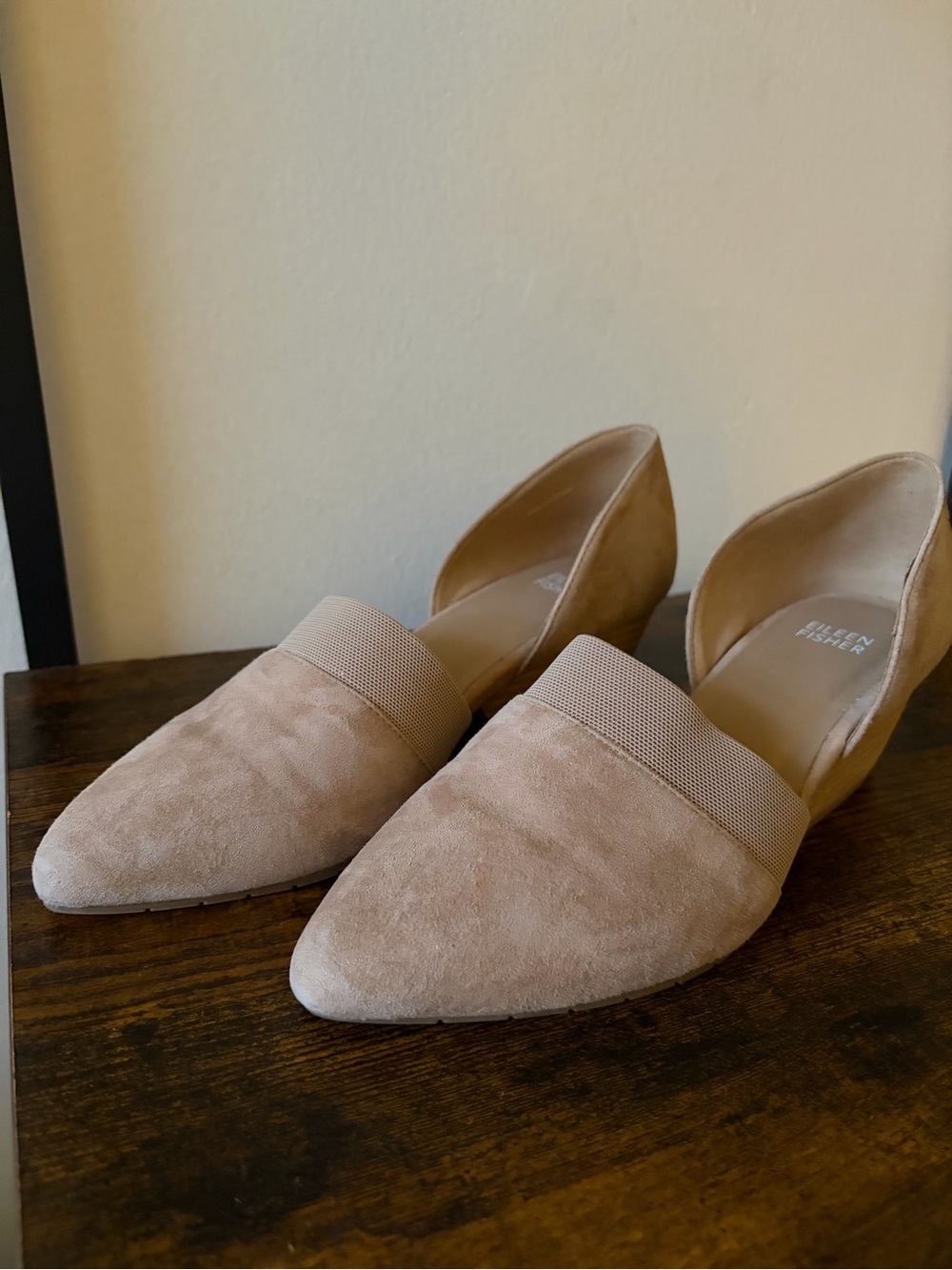 Eileen Fisher Tan Suede Pointed D'Orsay Flats